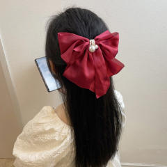 Pearl bead elegant bow french barrette hair clips