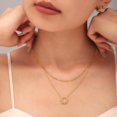 Super shiny diamond star stainless steel necklace bracelet set
