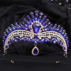 Delicate head drop colorful rhinestone luxury wedding hair crown