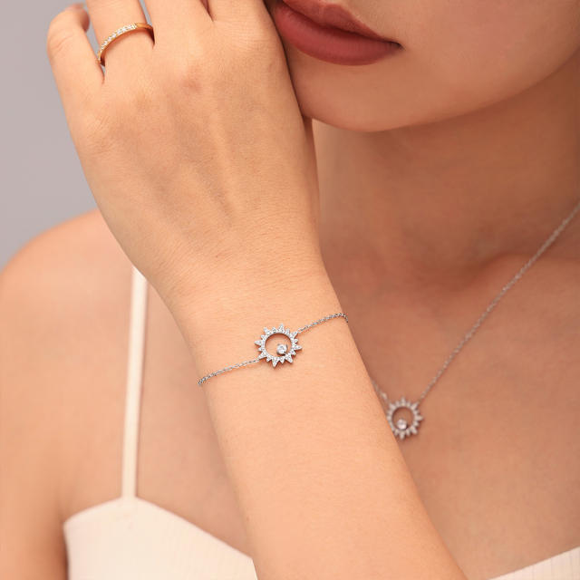 Super shiny diamond star stainless steel necklace bracelet set