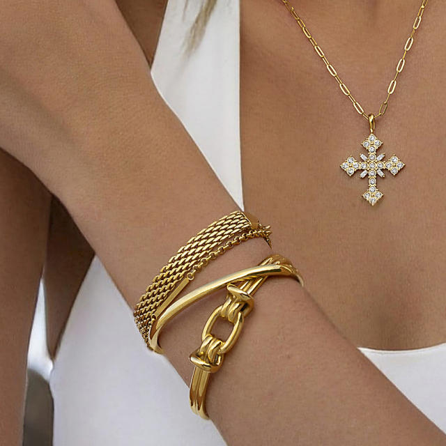 18KG chunky stainless steel bangle bracelet collection