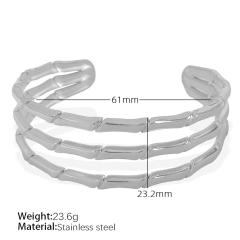 Punk trend hollow out chunky stainless  steel cuff bangle