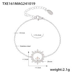 Super shiny diamond star stainless steel necklace bracelet set