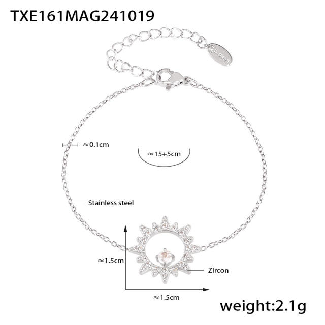 Super shiny diamond star stainless steel necklace bracelet set