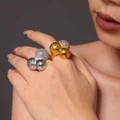 316l CHUNKY BALL diamond stainless steel finger rings