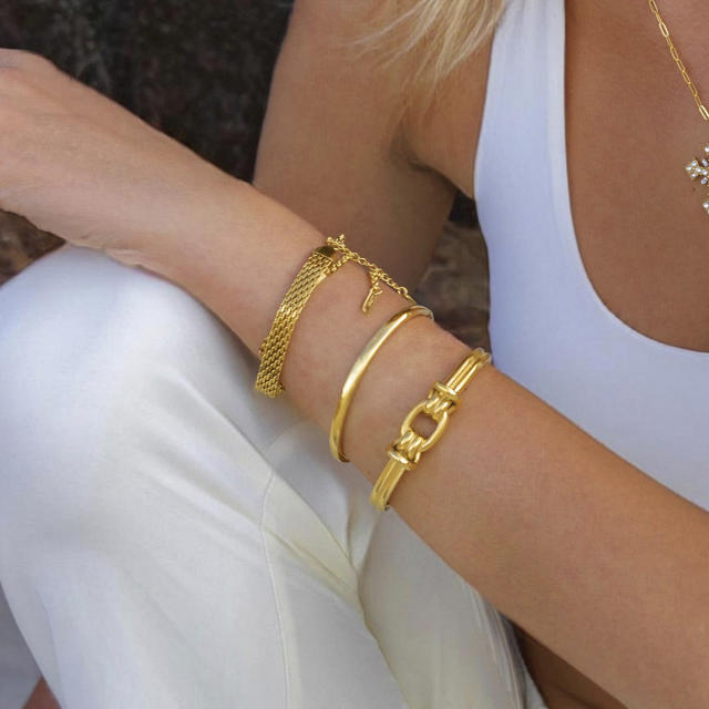 18KG chunky stainless steel bangle bracelet collection