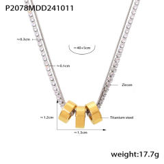 316L tennis chain stainless steel chain gold circle pendant stainless steel necklace