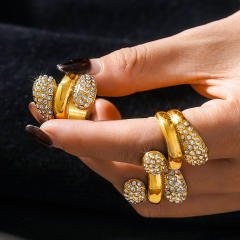 18KG chunky drop diamond stainless steel finger rings