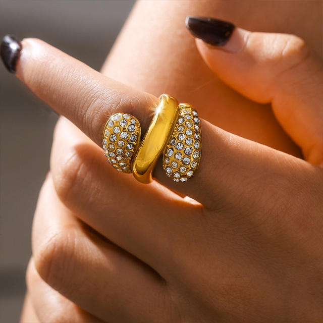 18KG chunky drop diamond stainless steel finger rings