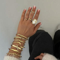 Chunky baroque pearl stainless steel finger rings