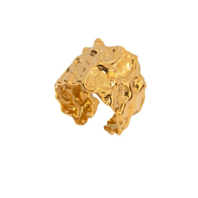Unique irregular design flower chunky stainless steel rings collection
