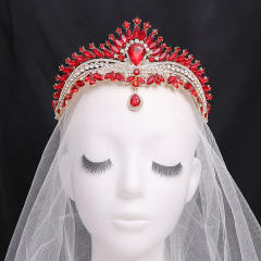 Delicate head drop colorful rhinestone luxury wedding hair crown