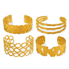 Punk trend hollow out chunky stainless  steel cuff bangle