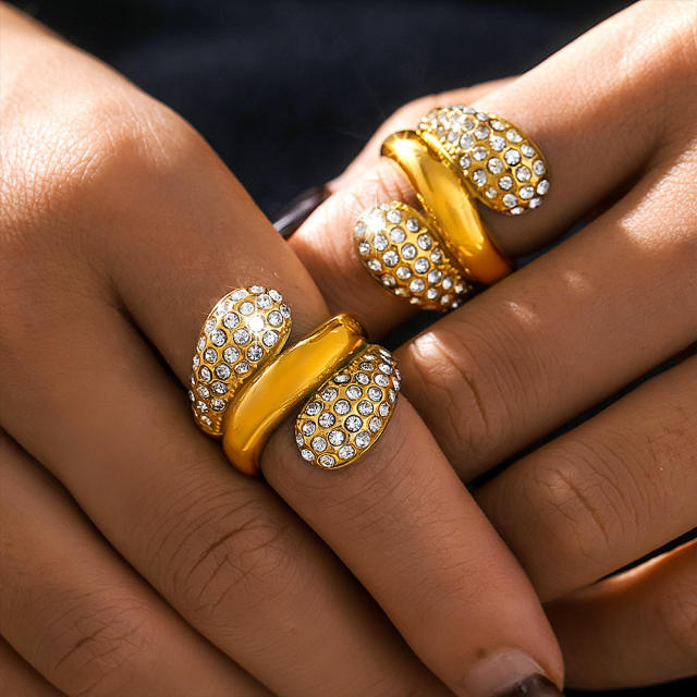 18KG chunky drop diamond stainless steel finger rings
