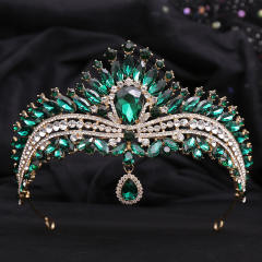 Delicate head drop colorful rhinestone luxury wedding hair crown