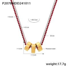 316L tennis chain stainless steel chain gold circle pendant stainless steel necklace