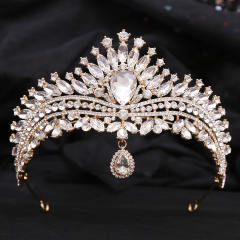 Delicate head drop colorful rhinestone luxury wedding hair crown