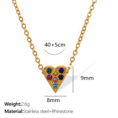 Sweet rainbow cz clover u shape pendant dainty stainless steel necklace