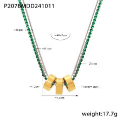 316L tennis chain stainless steel chain gold circle pendant stainless steel necklace