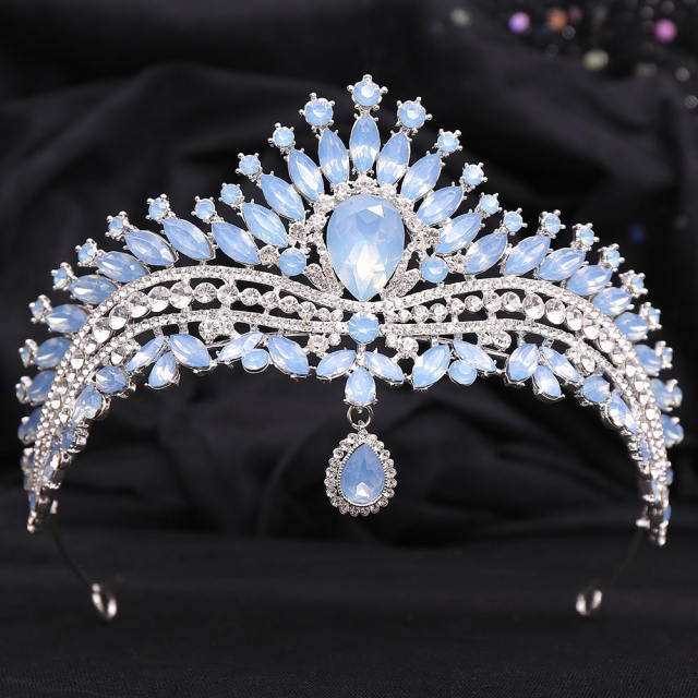Delicate head drop colorful rhinestone luxury wedding hair crown