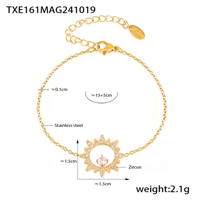 Super shiny diamond star stainless steel necklace bracelet set