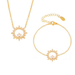 Super shiny diamond star stainless steel necklace bracelet set