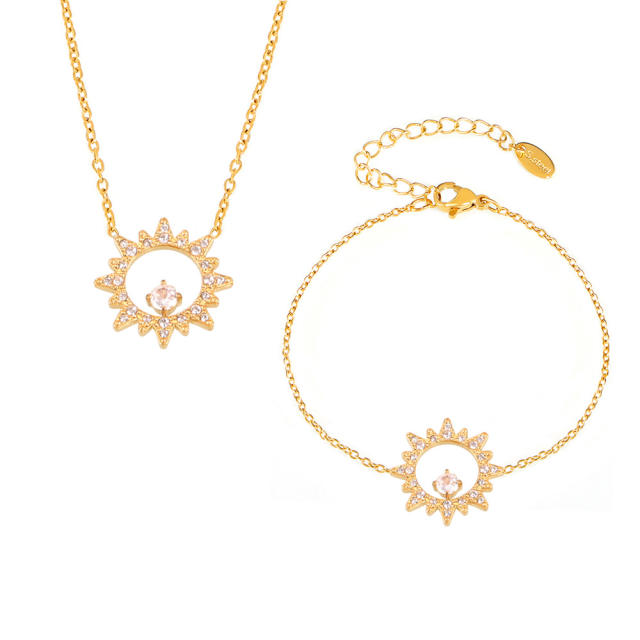 Super shiny diamond star stainless steel necklace bracelet set