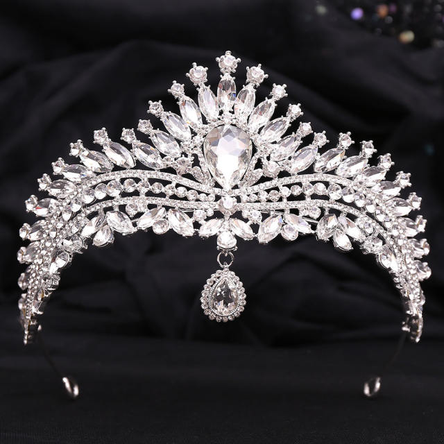 Delicate head drop colorful rhinestone luxury wedding hair crown
