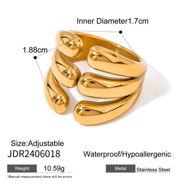 Chunky baroque pearl stainless steel finger rings