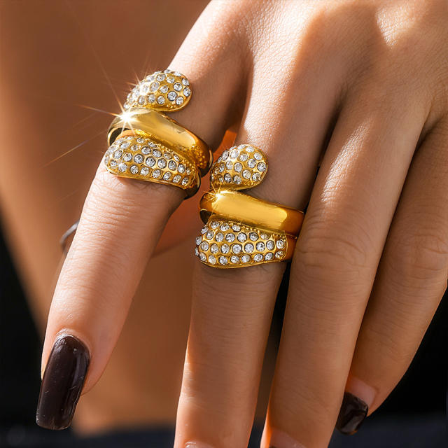 18KG chunky drop diamond stainless steel finger rings