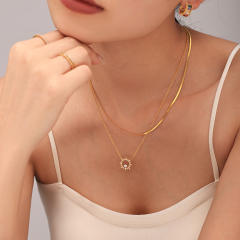 Super shiny diamond star stainless steel necklace bracelet set