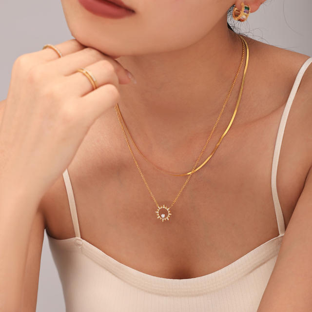 Super shiny diamond star stainless steel necklace bracelet set