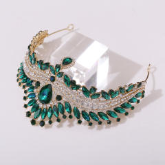 Delicate head drop colorful rhinestone luxury wedding hair crown