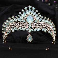 Delicate head drop colorful rhinestone luxury wedding hair crown