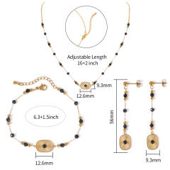 Boho hot sale colorful natural stone bead stainless steel necklace set