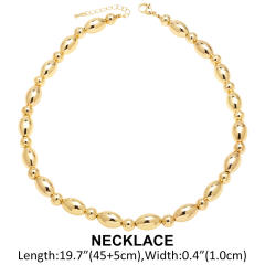 18K gold plated unique ball bead copper choker necklace bracelet set