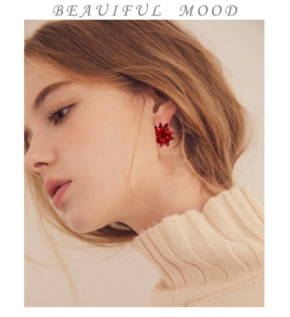 Creative christmas flower studs earrings