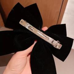 Elegant velvet bow christmas new year french barrette hair clips