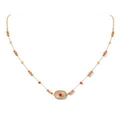Boho hot sale colorful natural stone bead stainless steel necklace set