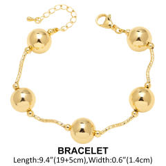 18K gold plated copper ball bead wave shape choker necklace