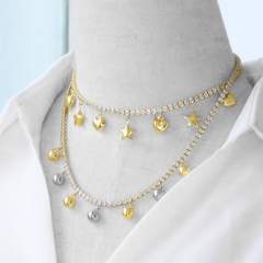 18K gold plated tennis chain gold color star heart ball charm choker necklace