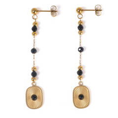 Boho hot sale colorful natural stone bead stainless steel necklace set