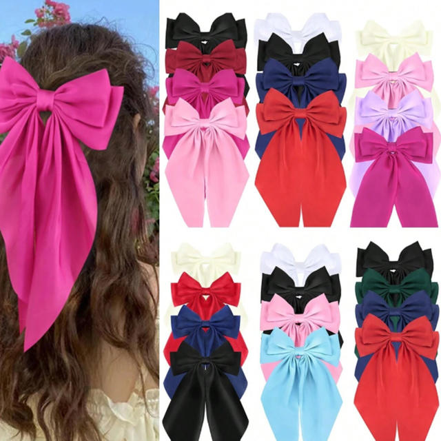36cm plain color big bow french barrette hair clips french barrette hair clips
