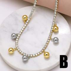 18K gold plated tennis chain gold color star heart ball charm choker necklace