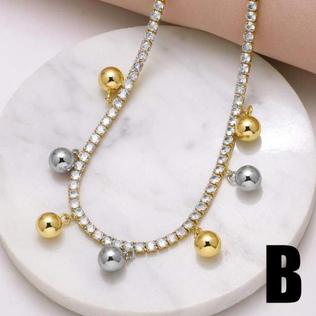 18K gold plated tennis chain gold color star heart ball charm choker necklace