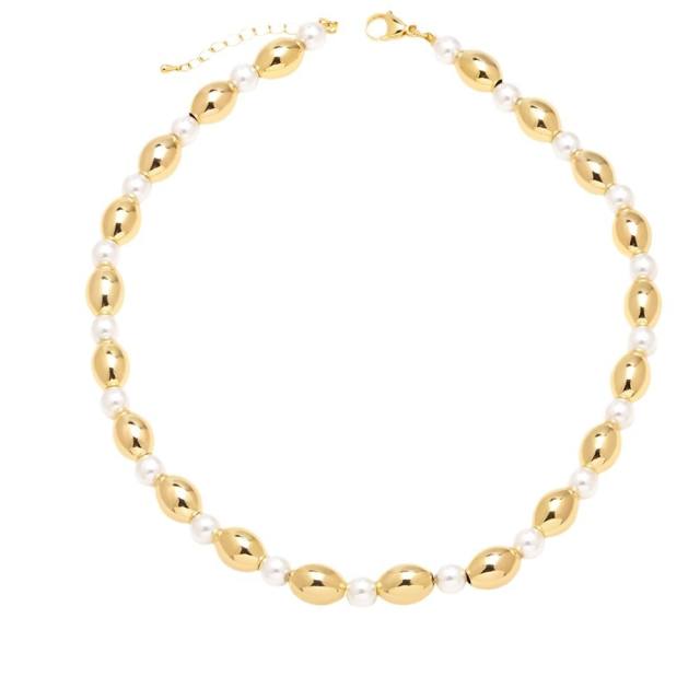 18K gold plated copper hollow out ball bead choker necklace bracelet set
