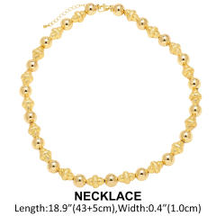 18K gold plated copper imitation pearl bead choker necklace bracelet set
