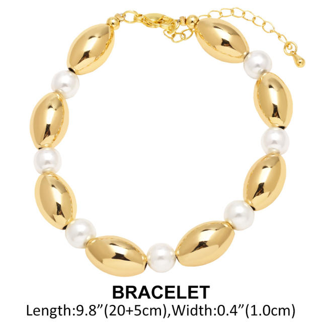 18K gold plated copper hollow out ball bead choker necklace bracelet set
