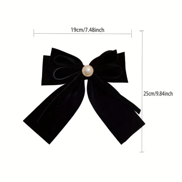 Elegant velvet bow christmas new year french barrette hair clips