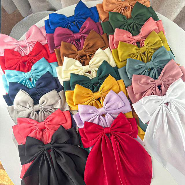 36cm plain color big bow french barrette hair clips french barrette hair clips